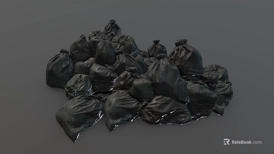 Sturdy Black Garbage Bags for Efficient Daily Household Waste Disposal 3d model 