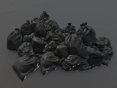 Sturdy Black Garbage Bags for Efficient Daily Household Waste Disposal 3d model