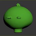 Green Cartoon Pig Character With Round Shape Ears And Smiling Expression 3d model