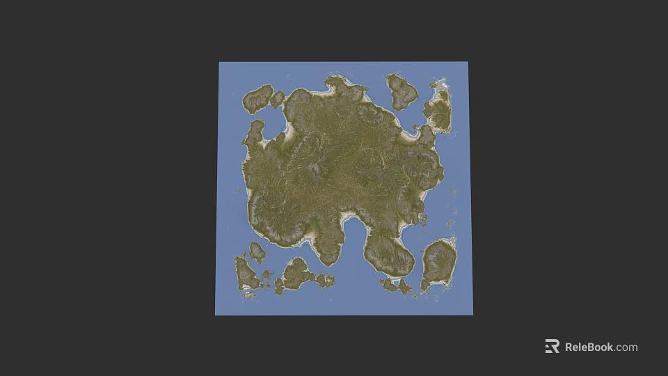 Detailed Microtopography Map Showing Terrain Features Islands Coastal Lines And Water Areas 3d model 