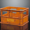 Orange Plastic Storage Crate with SITRI Label Side Handles and Open Compartment Design 3d model