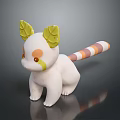 Cute White Animal Doll With Yellow Leaf Ears Orange Eyes And Striped Tail