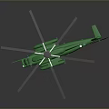 Green Helicopter Model With Rotors And Shiny Sleek Fuselage Design