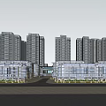 Contemporary Residential Complex Design with High rise Buildings Low rise Dwellings Green Zones and Roads
