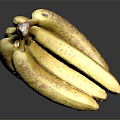 Bunch of Ripe Yellow Bananas with Brown Spots on Black Background and Reflection