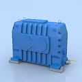 Blue Industrial Mechanical Equipment With Heavy Duty Ribbed Enclosure Base Support And Yellow Component