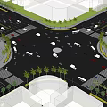 Urban Road Infrastructure Design with Multiple Lanes Vehicles and Palm Trees
