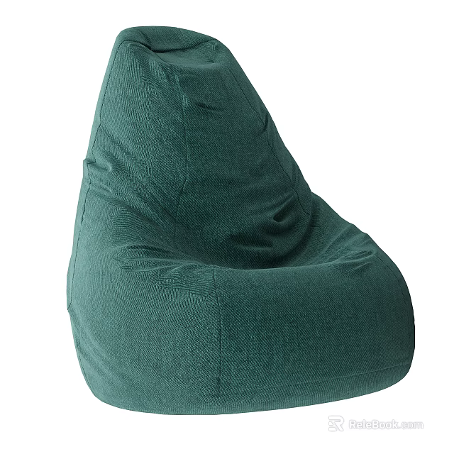 Green Bean Bag Chair Comfortable Soft Fabric Lazy Sofa For Cozy Living Room 3d model 