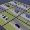 Bus Station Layout Plan With Small Buildings Green Areas And Roads