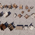 Stylish Lounge Chairs In Various Styles With Wooden Rattan And Side Tables On Gray Floor