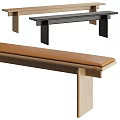 Modern Stylish Bench With Wooden Frame Leather Cushion Black Natural Design