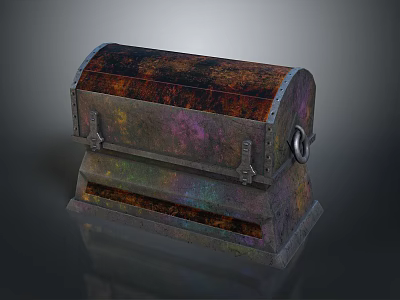 Vintage Metal Storage Chest With Rustic Finish And Decorative Clasps For Home Organization 3d model