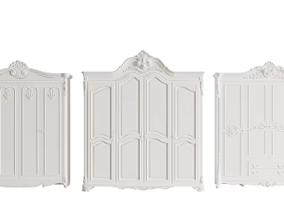 White European Style Wardrobes With Ornate Carvings And Three Different Designs 3d model