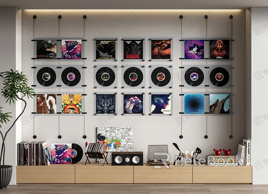 Record Wall Decorations Pendant Ornaments Record Player CD Disc Audio Phonograph Books model