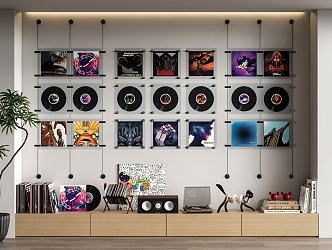 Record Wall Decorations Pendant Ornaments Record Player CD Disc Audio Phonograph Books 3d model