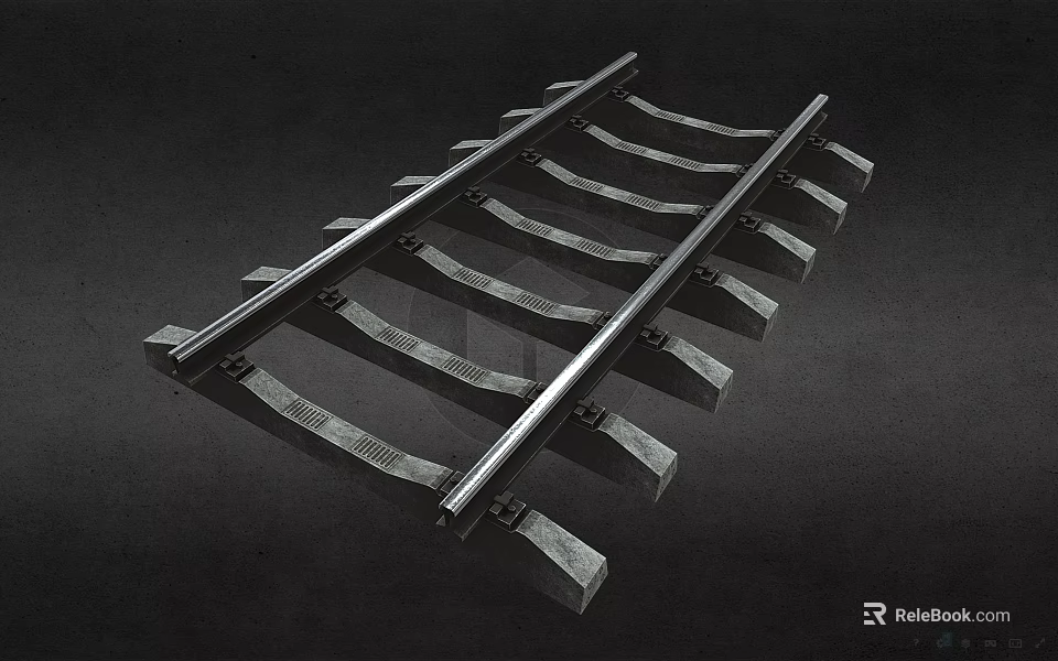 Heavy Duty Steel Railway Track Infrastructure With Concrete Sleepers And Rail Fastening Components 3d model 