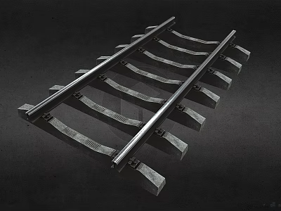 Heavy Duty Steel Railway Track Infrastructure With Concrete Sleepers And Rail Fastening Components 3d model