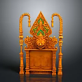 Traditional Wooden Decorative Home Living Accessory With Carved Lion Head And Green Pattern
