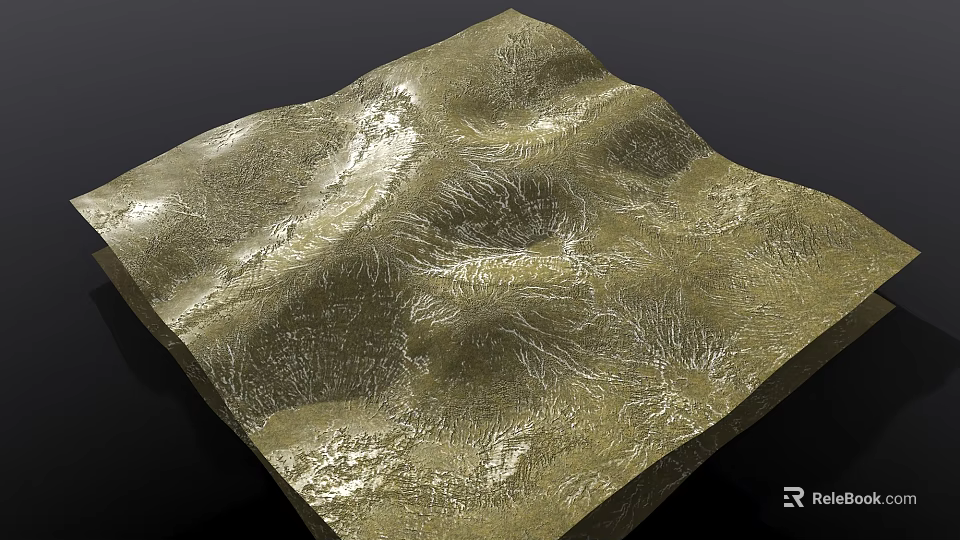 Golden Detailed Textured Landscape Featuring Undulating Terrain And Natural Surface Patterns 3d model 