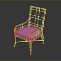 Natural Rattan Weave Leisure Chair With Wooden Frame And Light Colored Cushion