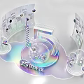 Art Installation For 5th Anniversary With Transparent Panels Illuminated Spheres And Holographic Effect