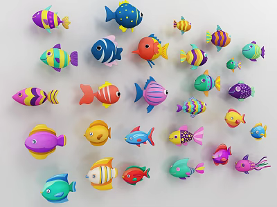 Colorful Fish Shaped Wall Decor For Home Decoration And Room Accent 3d model