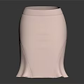 Pink High Waist Fitted Skirt with Flared Hem and Stretchy Fabric