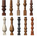 Various Wooden And Gray Balusters With Decorative And Simple Architectural Designs
