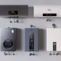 Modern Sleek Kitchen Appliances With Various Colors Digital Display And Wall Mounted Design