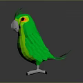 Green Low Poly Parrot With Orange Eyes And White Claws On Reflective Surface Gray Background
