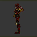 Red And Yellow Mech Robot Character With Mechanical Armor And Detailed Structure 3d model