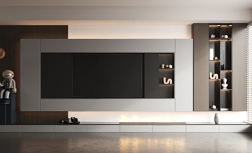 Modern TV background wall 3d model