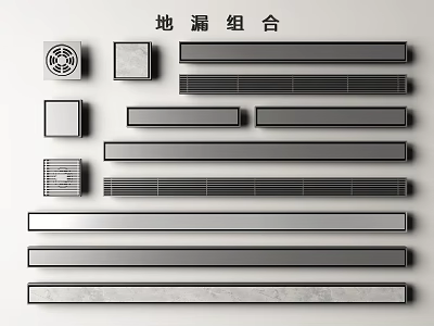 Different Types of Floor Drain Components With Various Shapes And Grille Designs 3d model