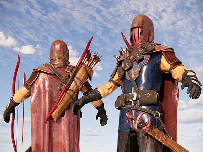 Medieval Soldier Archer Cape Warrior Killer Assassin Character 3d model