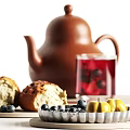 Fresh Baked Buns With Blueberries And Yellow Fruits