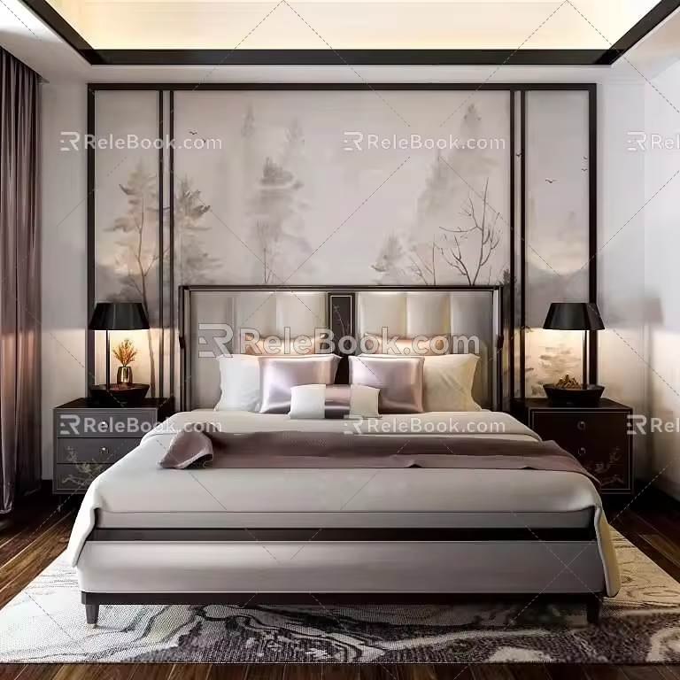 Background double bed 3d model