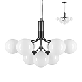 Modern Black Frame Chandelier With Multiple White Globes For Interior Decor 3d model