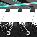 Modern Fitness Gym Interior With Multiple Workout Machines Green Accents And Large Windows