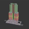 Modern High Rise Office Building With Glass Curtain Walls And Unique Architectural Design