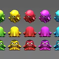 Colorful Small Cthulhu Style Figurines With Vibrant Hues And Monster Features