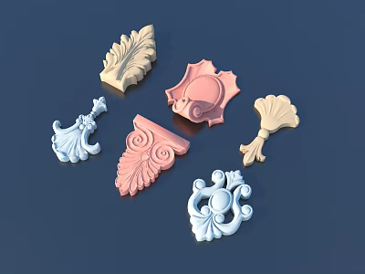 Various Decorative Sculpture Carvings With Intricate Designs And Ornamental Shapes 3d model