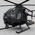 Black Military Helicopter with Number 556 Equipped with Rocket Pods