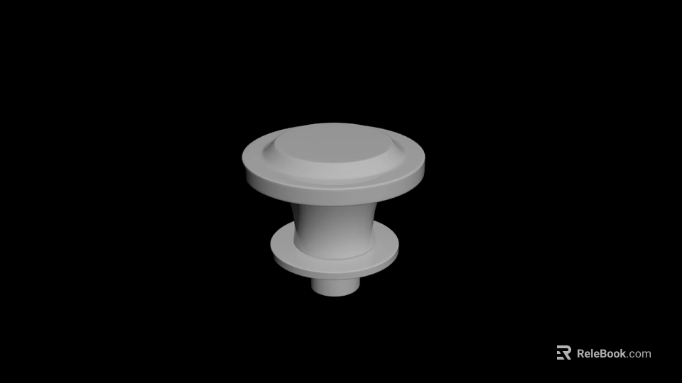 White Cylindrical Industrial Component With Multi Layered Design On Black Background 3d model