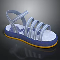 Blue Strappy Sandals With Yellow Sole For Casual Summer Wear