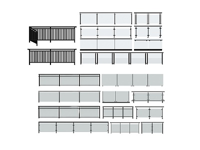 modern glass railing 3d model