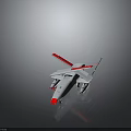 White And Red Aerospace Drone Design With Tail Wings And Underbody Equipment For Space Missions