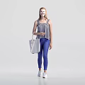 Women in Striped Tops Blue Jeans and White Shoes with Beige Tote Bags