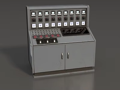 Industrial Equipment Control Panel With Metal Cabinet Buttons Knobs And Display Screen 3d model