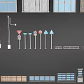 Comprehensive Road Infrastructure With Traffic Signs Street Lamps And Bus Stops