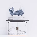 Chinese Modern Entryway Console Table with Marble Top Mountain Pattern and Circular Decorative Painting 3d model
